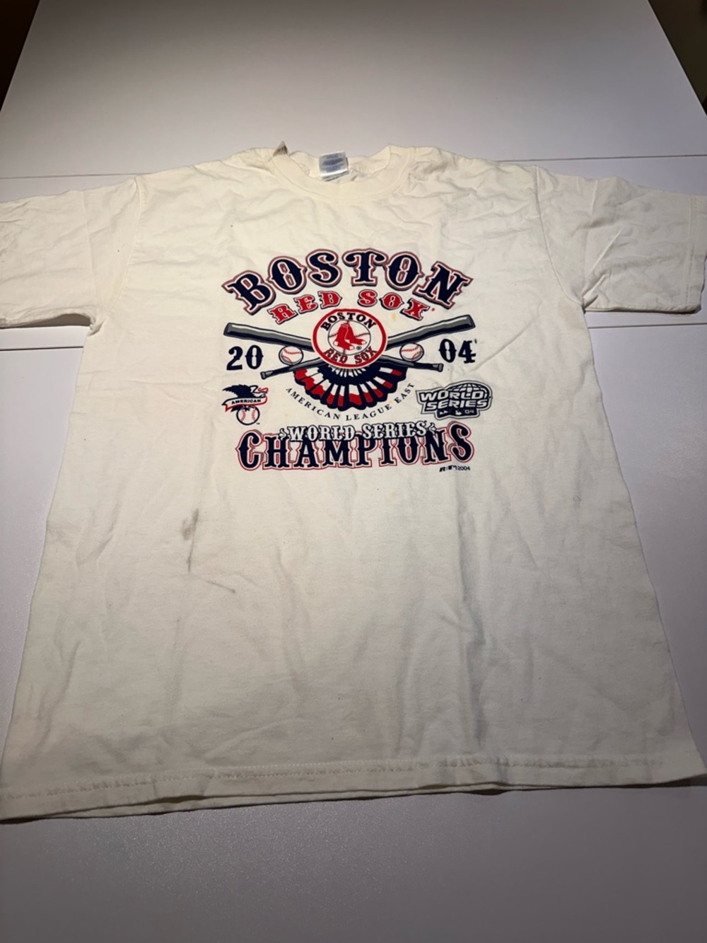 Gildan Cream Boston Red Sox 2004 World Series Champions Tee